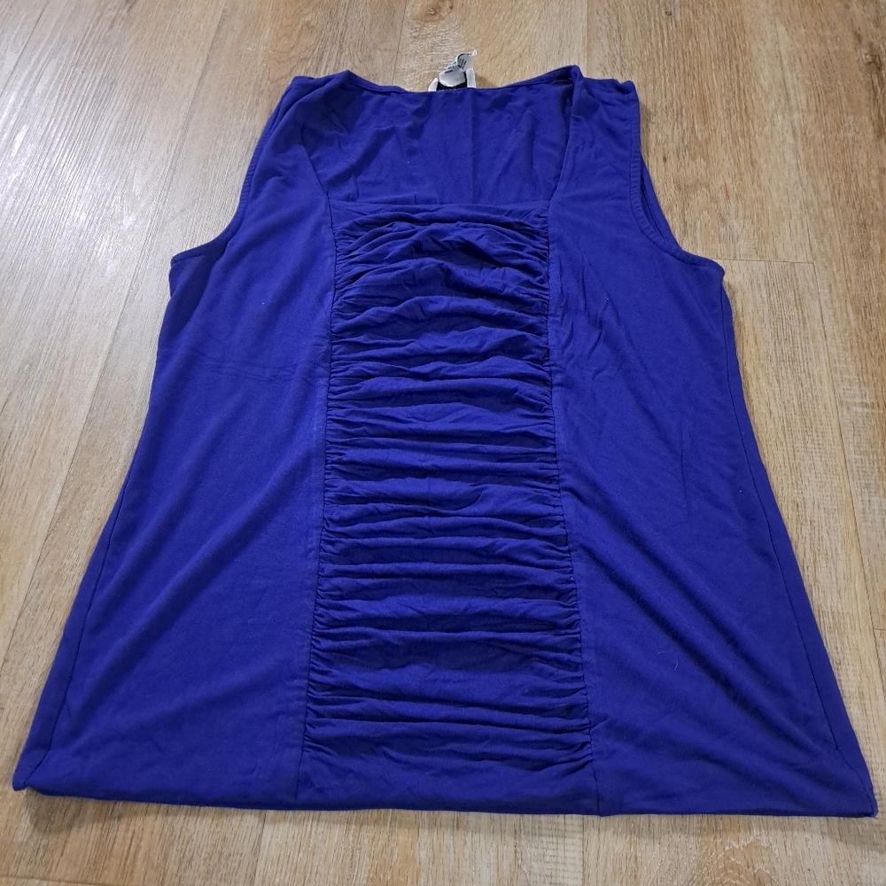 Philosophy by Republic Royal Blue Square Neck Ruched Tank Top Women's Size Large